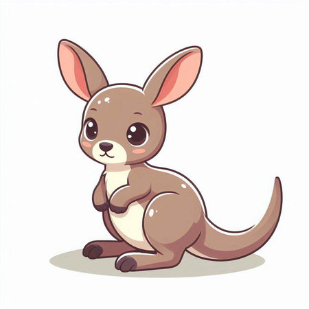 Cute kangaroo isolated on white background. Vector illustration.のイラスト素材