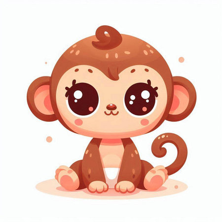 Cute cartoon monkey. Vector illustration isolated on a white background.のイラスト素材