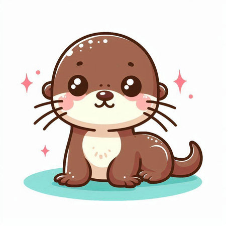 Cute otter vector illustration. Cute cartoon animal character.のイラスト素材