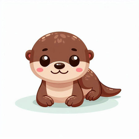 Cute little otter. Cute cartoon character. Vector illustrationのイラスト素材