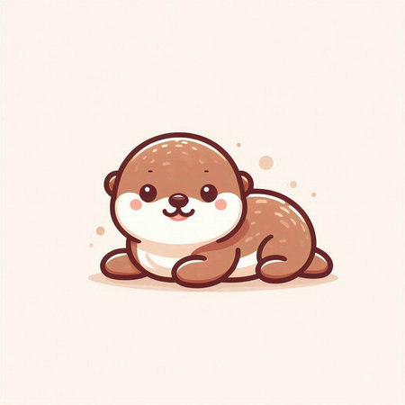 Cute little otter. Vector illustration of a cute animal.のイラスト素材
