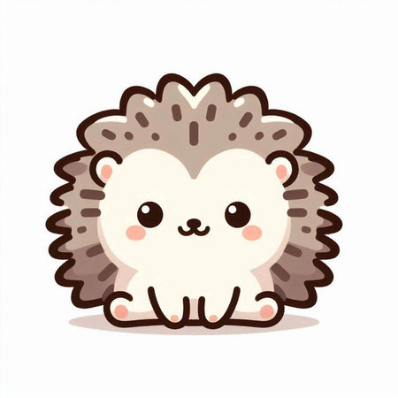 Cute little hedgehog cartoon isolated on white background. Vector illustration.のイラスト素材