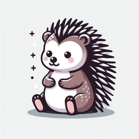 Cute cartoon hedgehog. Vector illustration on a white background.のイラスト素材