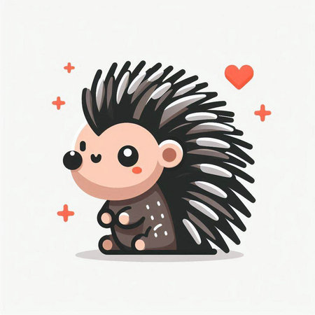 Cute cartoon hedgehog. Vector illustration in a flat style.のイラスト素材