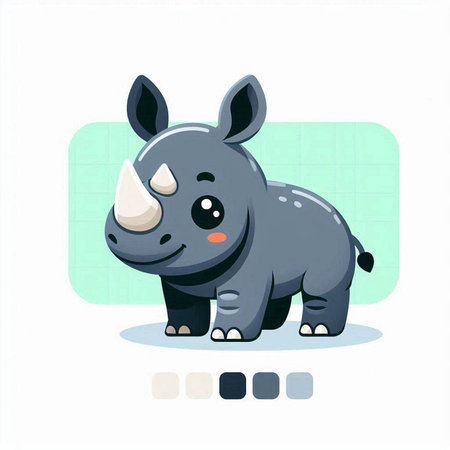 rhinoceros on a white background. Vector illustration in cartoon styleのイラスト素材