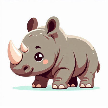 Cute cartoon rhinoceros isolated on white background. Vector illustration.のイラスト素材