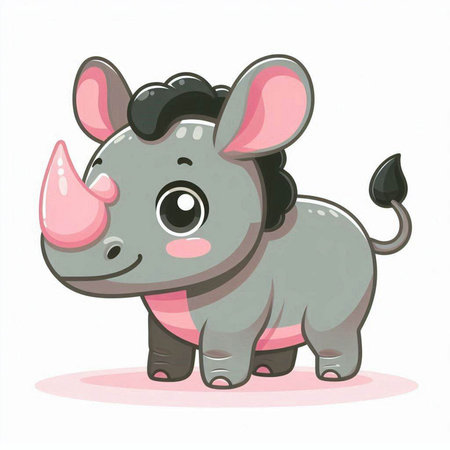 Cute baby rhinoceros isolated on white background. Vector illustration.のイラスト素材