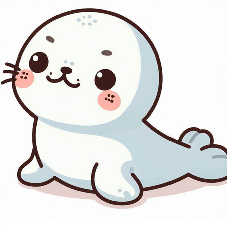 Cute baby seal on a white background. Vector cartoon illustration.のイラスト素材