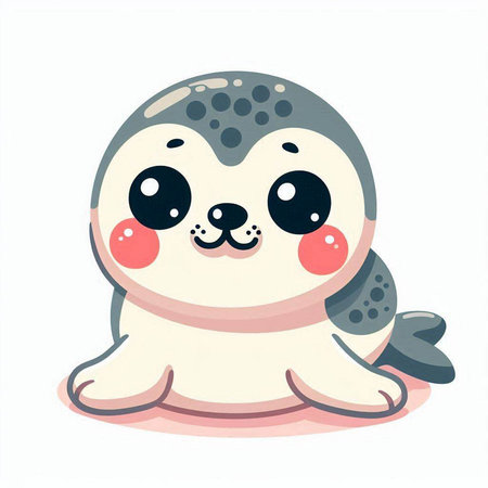 Cute baby seal on a white background. Vector illustration in cartoon style.のイラスト素材