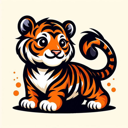 Cute tiger. Symbol of the new year 2022. Vector illustration.のイラスト素材