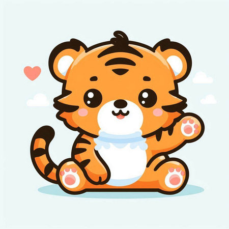 Cute tiger in love. Vector illustration of a cartoon character.のイラスト素材