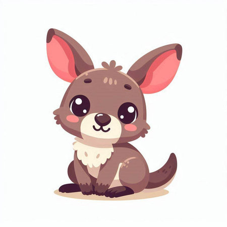 Cute kangaroo vector illustration. Cartoon kangaroo character.のイラスト素材