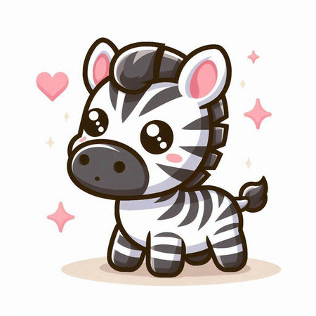 Cute zebra on a white background. Vector cartoon illustration.のイラスト素材