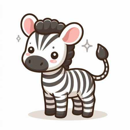 Cute zebra isolated on white background. Vector cartoon illustration.のイラスト素材