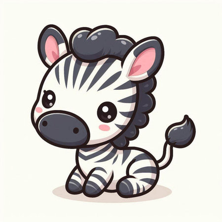 Cute cartoon zebra. Vector illustration isolated on white background.のイラスト素材