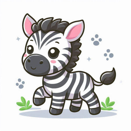 Cute cartoon zebra on a white background. Vector illustration.のイラスト素材