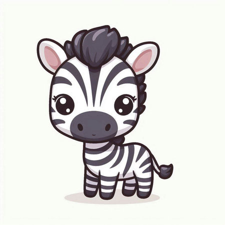 Cute cartoon zebra. Vector illustration isolated on white background.のイラスト素材