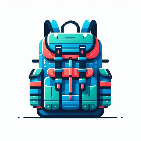 Backpack. Colorful vector illustration. Isolated on white background.のイラスト素材