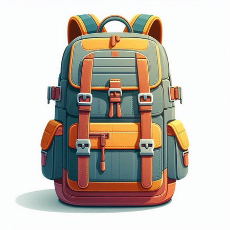 Backpack isolated on a white background. 3d render illustration.のイラスト素材
