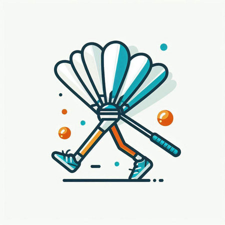 Cricket, badminton, shuttlecock line icon. Vector illustrationのイラスト素材
