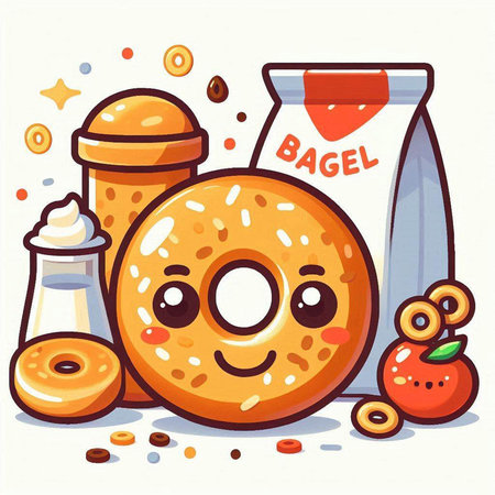Cartoon donut. Vector illustration. Donut with cream.のイラスト素材