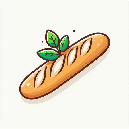Baguette icon. Vector illustration of a baguette.のイラスト素材