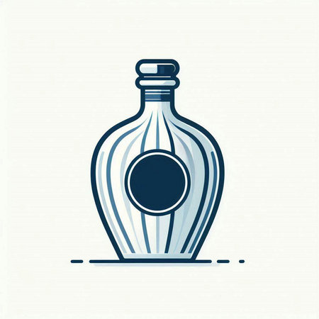 Illustration of a bottle with a label on a white background.のイラスト素材