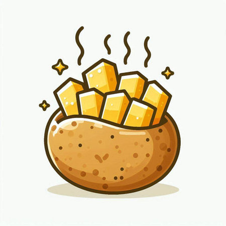 Illustration of a cartoon hot potato on a white background - vectorのイラスト素材