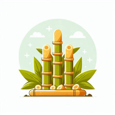 Sugar cane icon isolated on white background. Vector flat illustration.のイラスト素材
