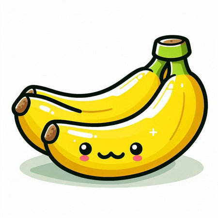 Cute cartoon banana character isolated on white background. Vector illustration.のイラスト素材