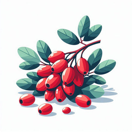 Ripe berries of rowan on a white background. Vector illustration.のイラスト素材