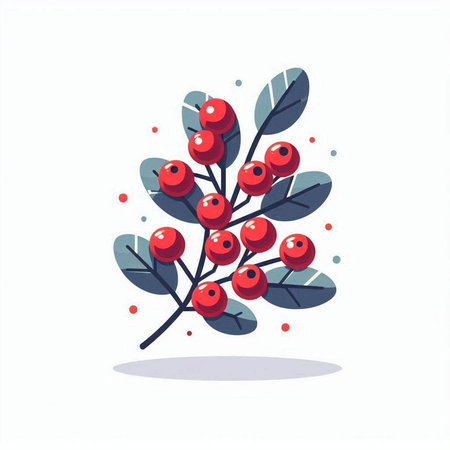 Christmas holly berry. Vector illustration in flat cartoon style.のイラスト素材