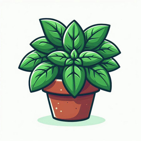 Illustration of a houseplant in a pot on a white backgroundのイラスト素材