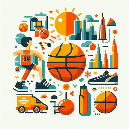 Sport and healthy lifestyle icons set. Modern flat style vector illustration.のイラスト素材