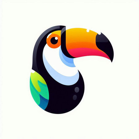 Colorful toucan isolated on a white background. Vector illustration.のイラスト素材