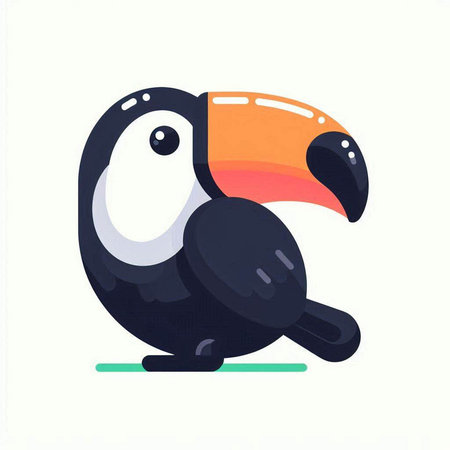 Cute cartoon toucan character. Vector illustration isolated on white background.のイラスト素材