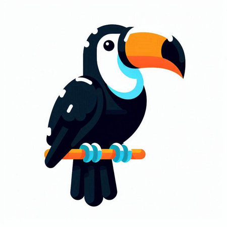 Toucan on a branch isolated on white background. Vector illustration.のイラスト素材