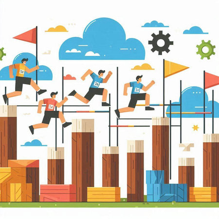 Vector illustration of jogging in the city. Flat style design.のイラスト素材