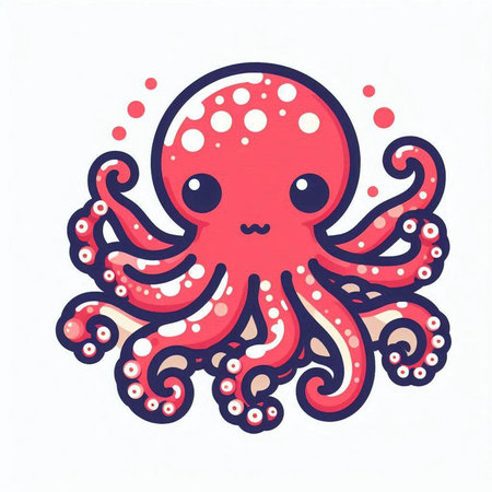 Cute cartoon octopus on a white background. Vector illustration.のイラスト素材
