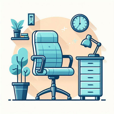 Office chair in flat style. Vector illustration in a modern style.のイラスト素材