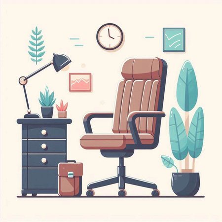 Office chair in flat style. Vector illustration in a modern style.のイラスト素材
