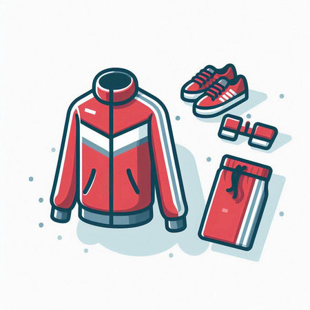 Winter sport clothing and accessories. Vector illustration in doodle styleのイラスト素材