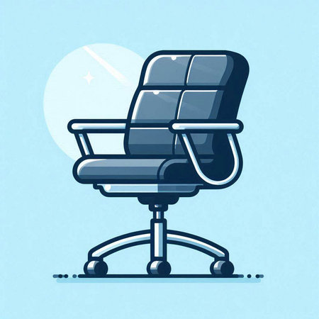 Office chair. Vector illustration in flat cartoon style isolated on blue background.のイラスト素材