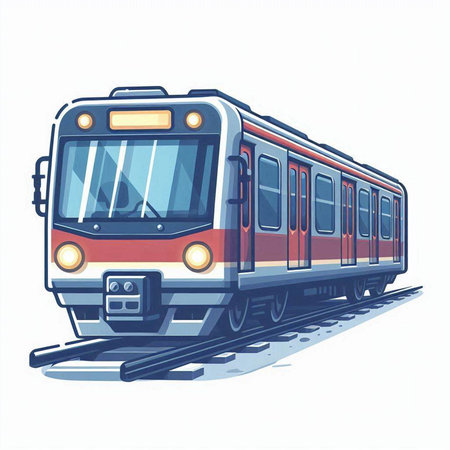 Vector illustration of a train on a white background. Side view.のイラスト素材