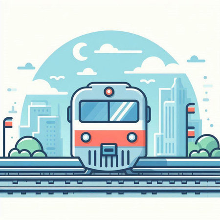 Train in the city. Vector illustration in flat design style. Modern transport.のイラスト素材