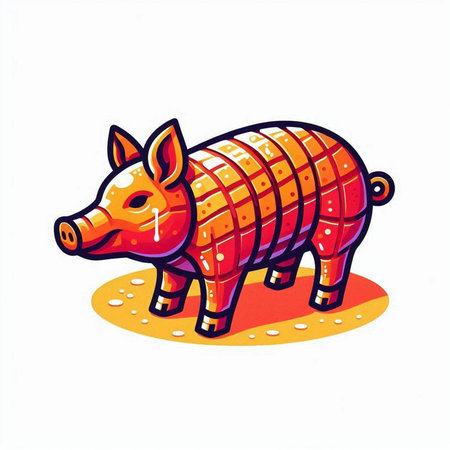 Illustration of a pig on a white background. Vector illustration.のイラスト素材
