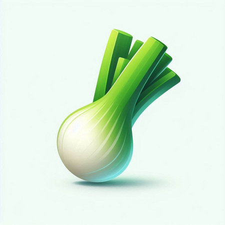 Illustration of fresh green onion on a white background. Vector illustration.のイラスト素材