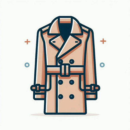 Vector illustration of coat. Outline icon of coat in flat style.のイラスト素材