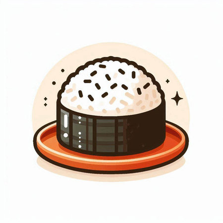 Illustration of a sushi on a plate isolated on a white backgroundのイラスト素材