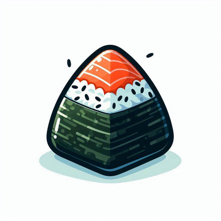 Sushi roll with salmon, caviar and rice. Vector illustration.のイラスト素材